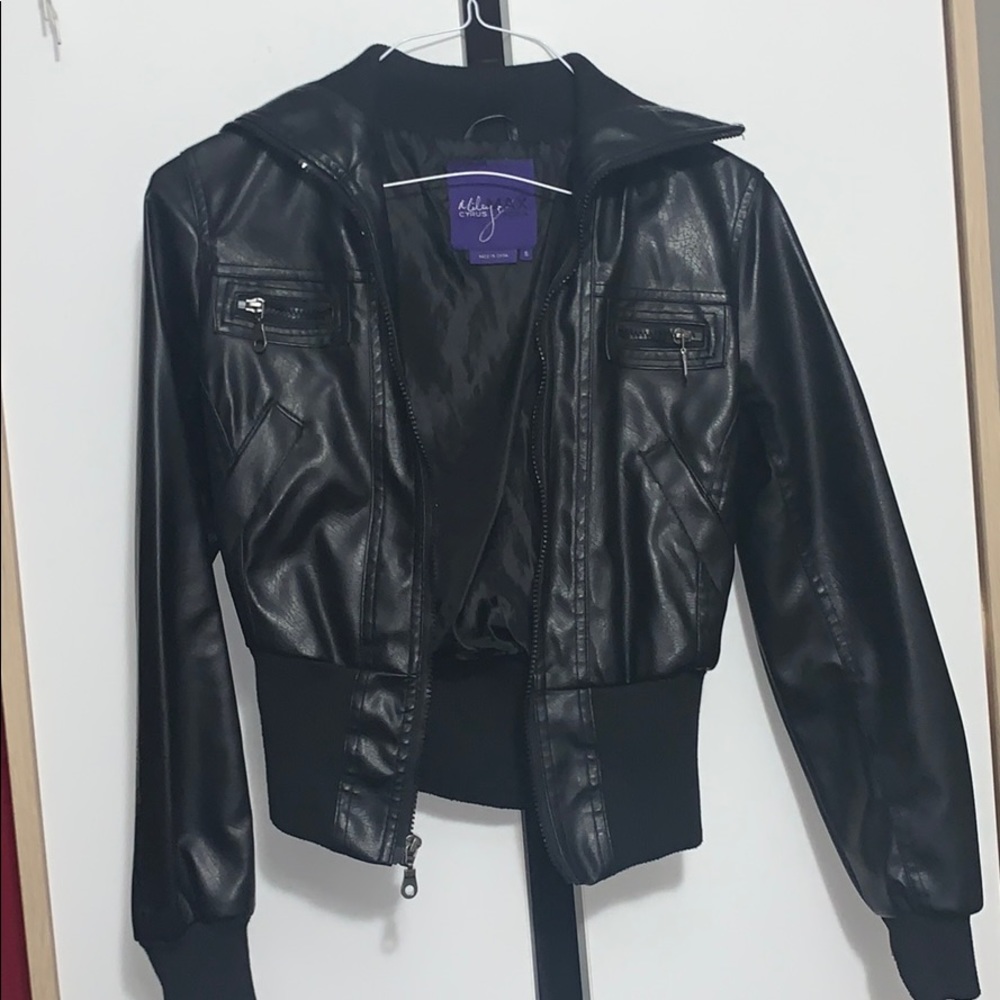 Black feaux leather jacket